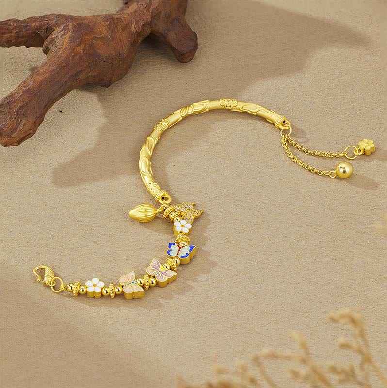 Fortune Jewel 925 Sterling Silver Butterfly Flower Balance Bracelet