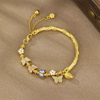 Fortune Jewel 925 Sterling Silver Butterfly Flower Balance Bracelet