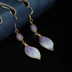 Fortune Jewel Silk Art Handmade Purple Gradient Petals Blessing Dangle Earrings