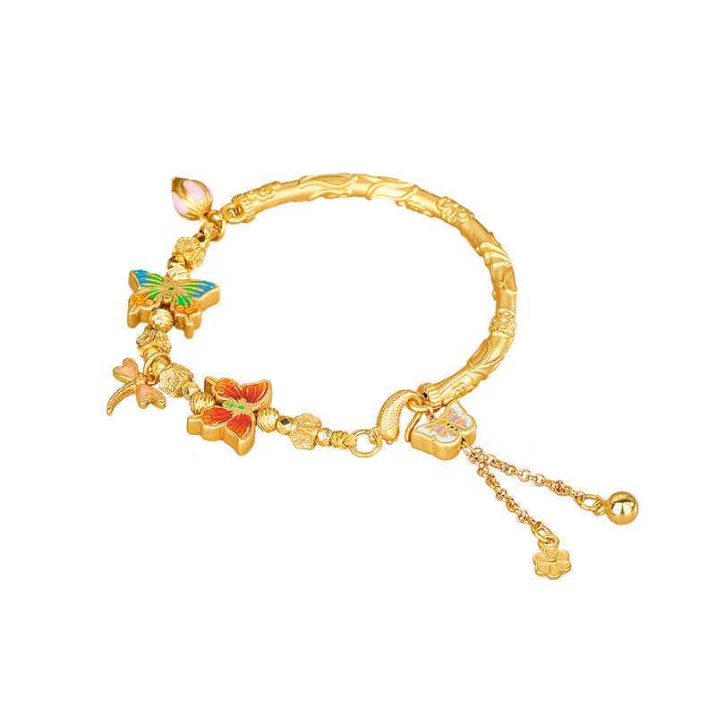 Buddha Stones 925 Sterling Silver Butterfly Flower Protection Bracelet