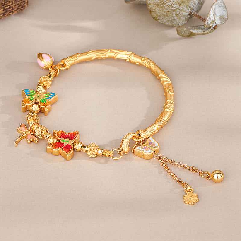 Buddha Stones 925 Sterling Silver Butterfly Flower Protection Bracelet