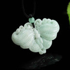 Buddha Stones Jade Butterfly Prosperity Necklace Pendant