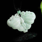 Buddha Stones Jade Butterfly Prosperity Necklace Pendant