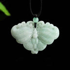 Buddha Stones Jade Butterfly Prosperity Necklace Pendant