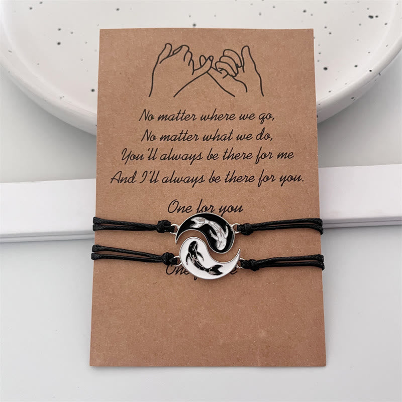 Fortune Jewel 2pcs Yin Yang Hematite Couple Bracelet