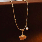 Fortune Jewel Champagne Citrine Copper Pearl Properity Protection Necklace Pendant