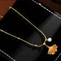 Fortune Jewel Champagne Citrine Copper Pearl Properity Protection Necklace Pendant