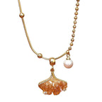 Fortune Jewel Champagne Citrine Copper Pearl Properity Protection Necklace Pendant