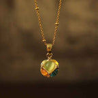 Fortune Jewel Multicolored Cat's Eye Inlaid Design Cube Protection Necklace Pendant