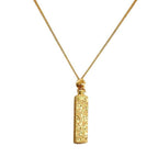 Fortune Jewel Rectangular Texture Design Copper Chain Luck Necklace Pendant