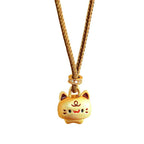 Fortune Jewel Cute Cat Copper Plated Gold Adjustable Braided Rope Protection Necklace Pendant