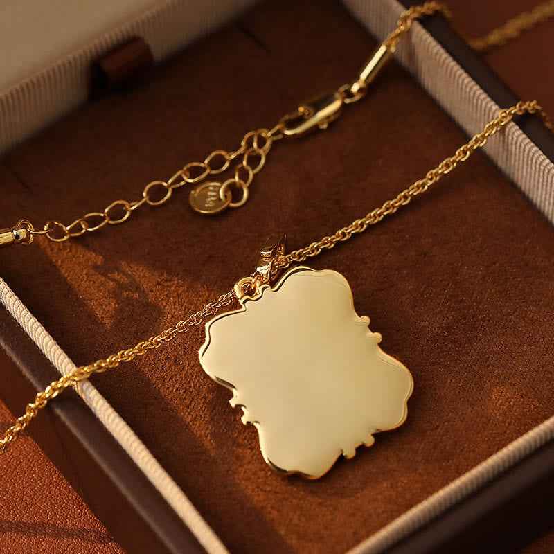 Fortune Jewel Flower Oil Painting Pearl Copper Healing Necklace Pendant