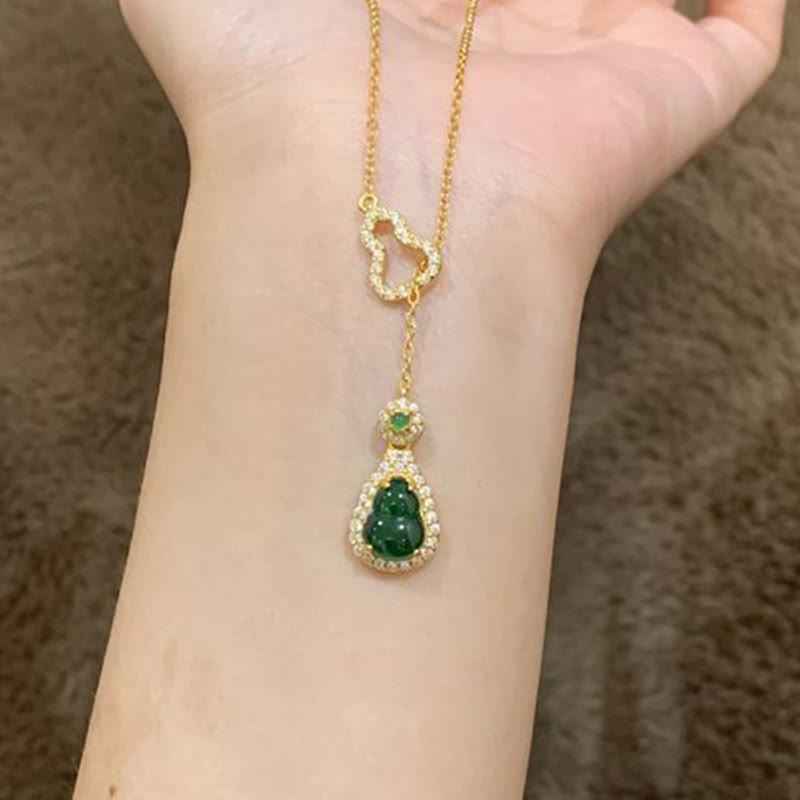 Fortune Jewel Colorful Gourd Hollow Design Copper Balance Necklace Pendant