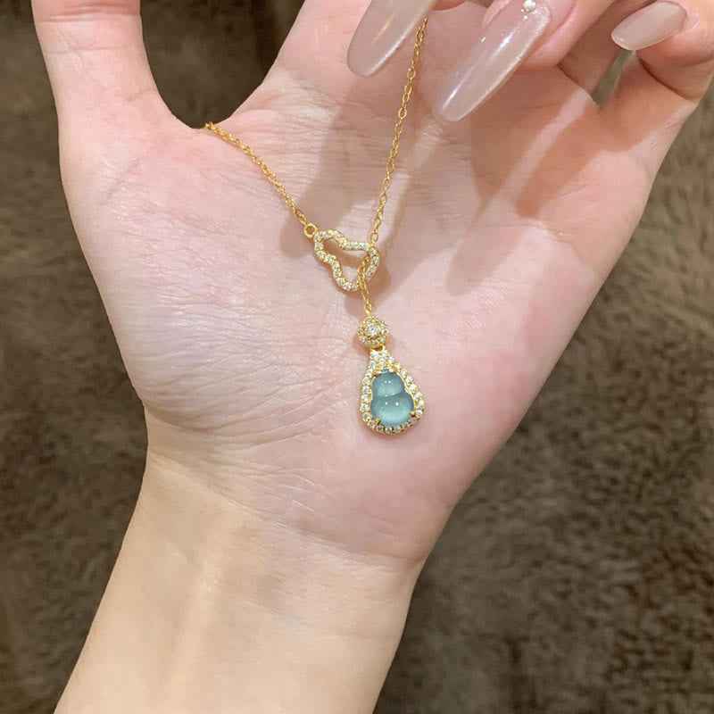 Fortune Jewel Colorful Gourd Hollow Design Copper Balance Necklace Pendant