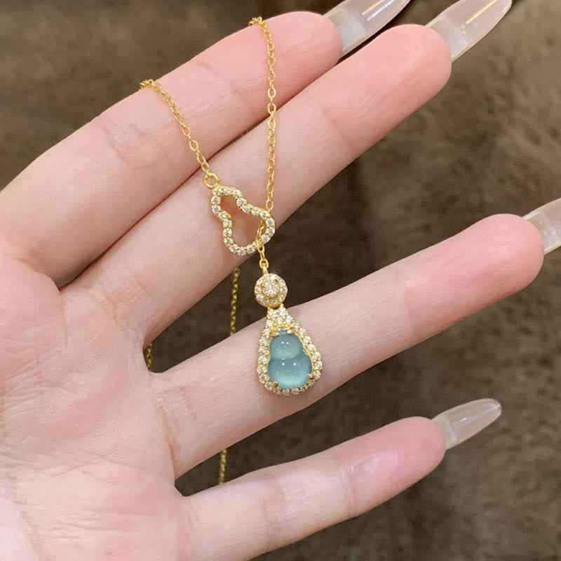 Fortune Jewel Colorful Gourd Hollow Design Copper Balance Necklace Pendant