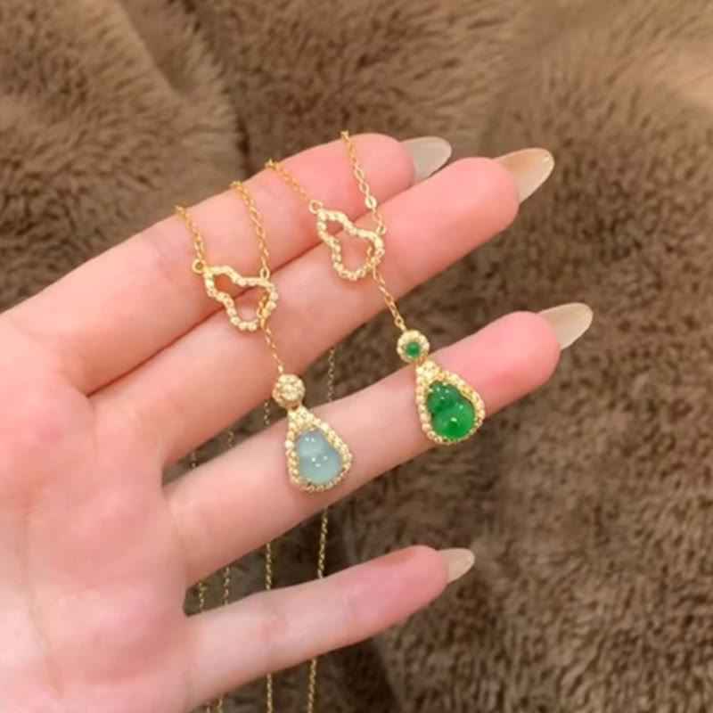 Fortune Jewel Colorful Gourd Hollow Design Copper Balance Necklace Pendant