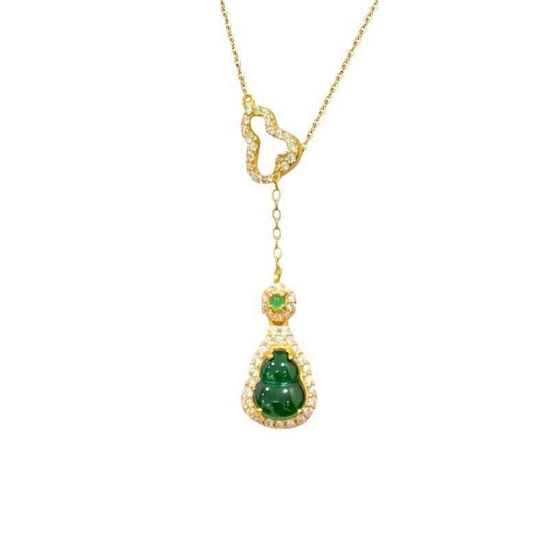 Fortune Jewel Colorful Gourd Hollow Design Copper Balance Necklace Pendant