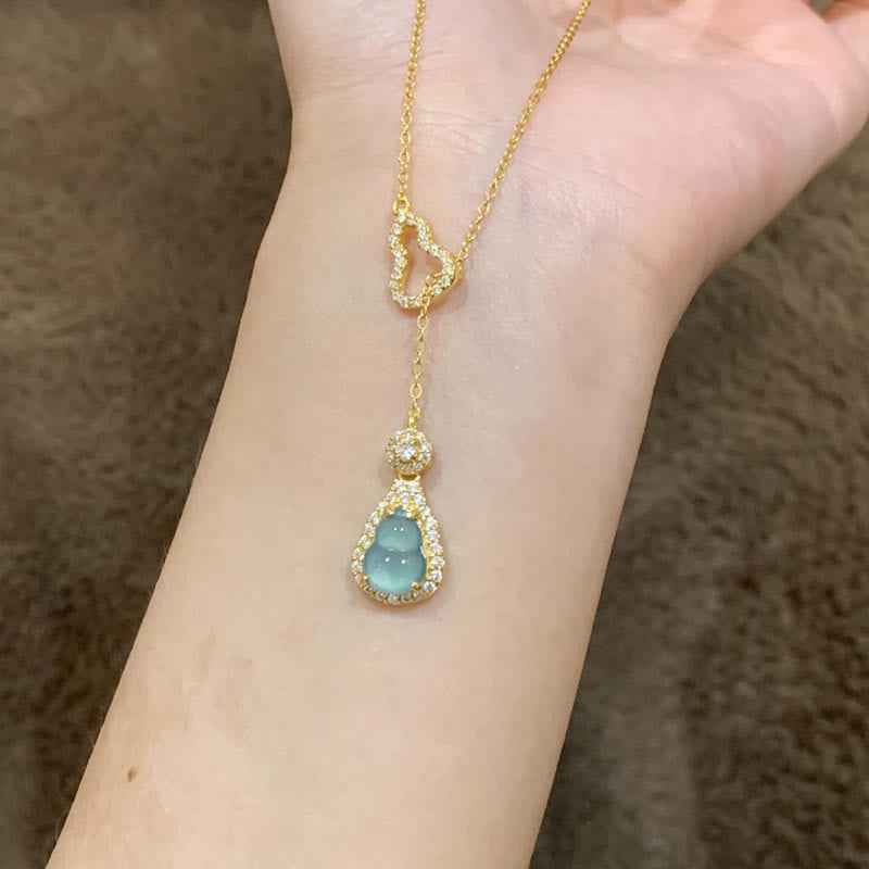 Fortune Jewel Colorful Gourd Hollow Design Copper Balance Necklace Pendant