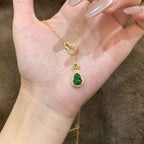 Fortune Jewel Colorful Gourd Hollow Design Copper Balance Necklace Pendant