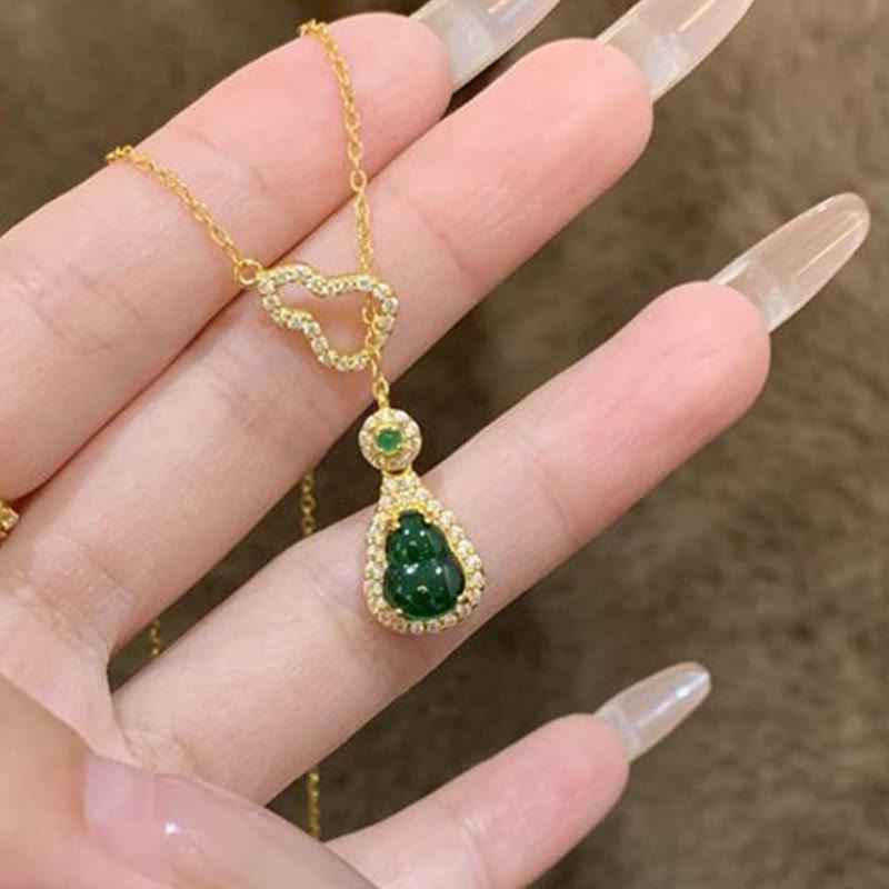 Fortune Jewel Colorful Gourd Hollow Design Copper Balance Necklace Pendant