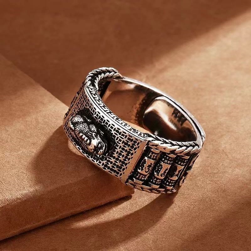 Fortune Jewel Lucky FengShui PiXiu Wealth Prayer Wheels Couple Ring