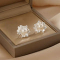 Fortune Jewel Natural Pearl Copper Flower Healing Stud Earrings