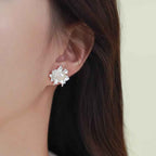 Fortune Jewel Natural Pearl Copper Flower Healing Stud Earrings