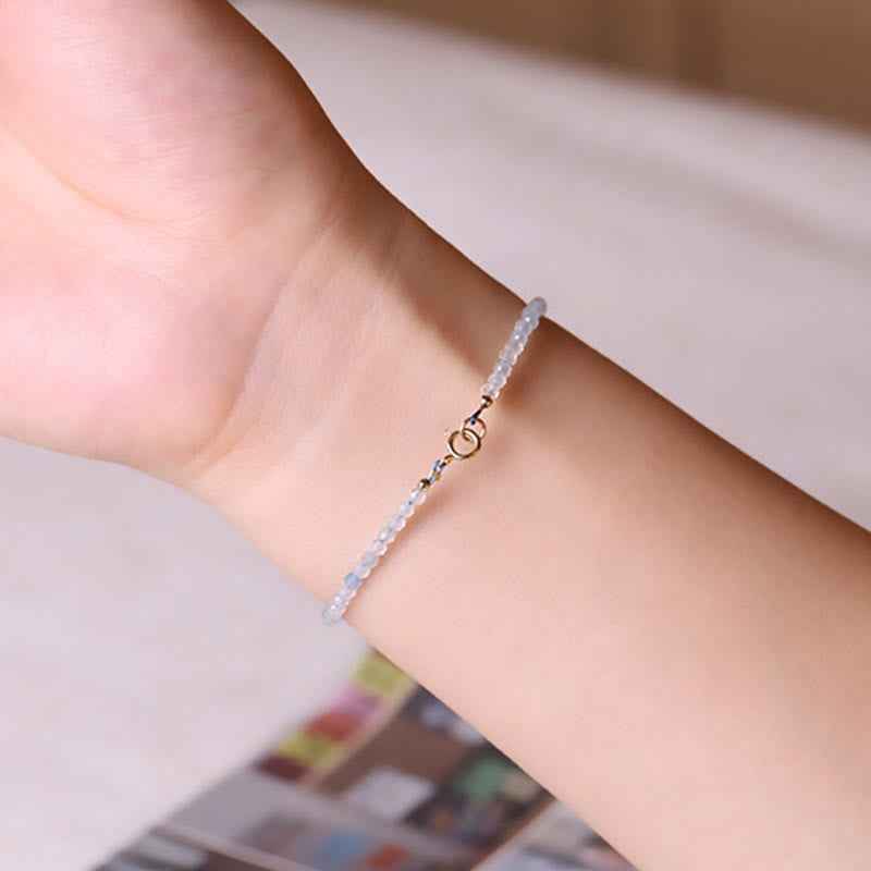 Fortune Jewel Natural Aquamarine Ultra-Fine 2mm Faceted Bead Peace Bracelet