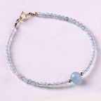 Fortune Jewel Natural Aquamarine Ultra-Fine 2mm Faceted Bead Peace Bracelet