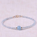 Fortune Jewel Natural Aquamarine Ultra-Fine 2mm Faceted Bead Peace Bracelet
