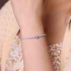 Fortune Jewel Natural Aquamarine Ultra-Fine 2mm Faceted Bead Peace Bracelet