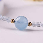 Fortune Jewel Natural Aquamarine Ultra-Fine 2mm Faceted Bead Peace Bracelet