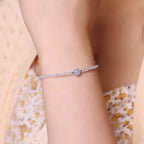 Fortune Jewel Natural Aquamarine Ultra-Fine 2mm Faceted Bead Peace Bracelet