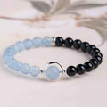 Fortune Jewel Aquamarine Black Obsidian Peace Purification Bracelet