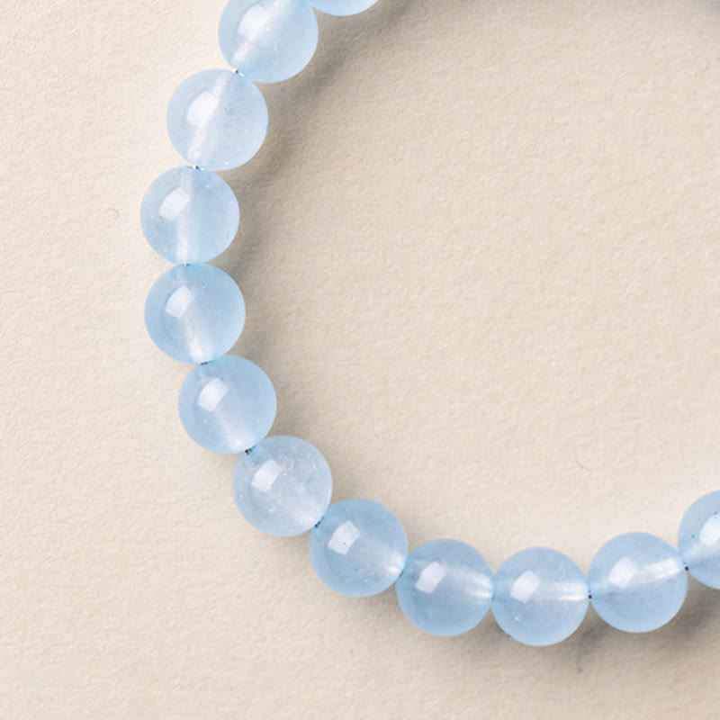 Fortune Jewel Natural Aquamarine Fu Character Lucky Fortune Healing Bracelet