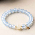 Fortune Jewel Natural Aquamarine Fu Character Lucky Fortune Healing Bracelet