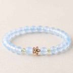 Fortune Jewel Natural Aquamarine Gold-Plated Copper Flower Healing Bracelet