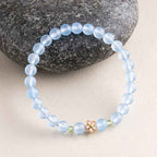 Fortune Jewel Natural Aquamarine Gold-Plated Copper Flower Healing Bracelet