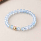Fortune Jewel Natural Aquamarine Gold-Plated Copper Flower Healing Bracelet