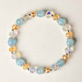 Fortune Jewel Natural Aquamarine Super Seven Crystal Sparkling Faceted Bead Peace Bracelet