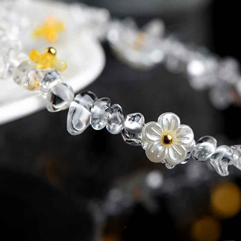 Fortune Jewel Natural Aquamarine Peridot Strawberry Quartz Various Crystals Serenity Bracelet