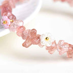 Fortune Jewel Natural Aquamarine Peridot Strawberry Quartz Various Crystals Serenity Bracelet