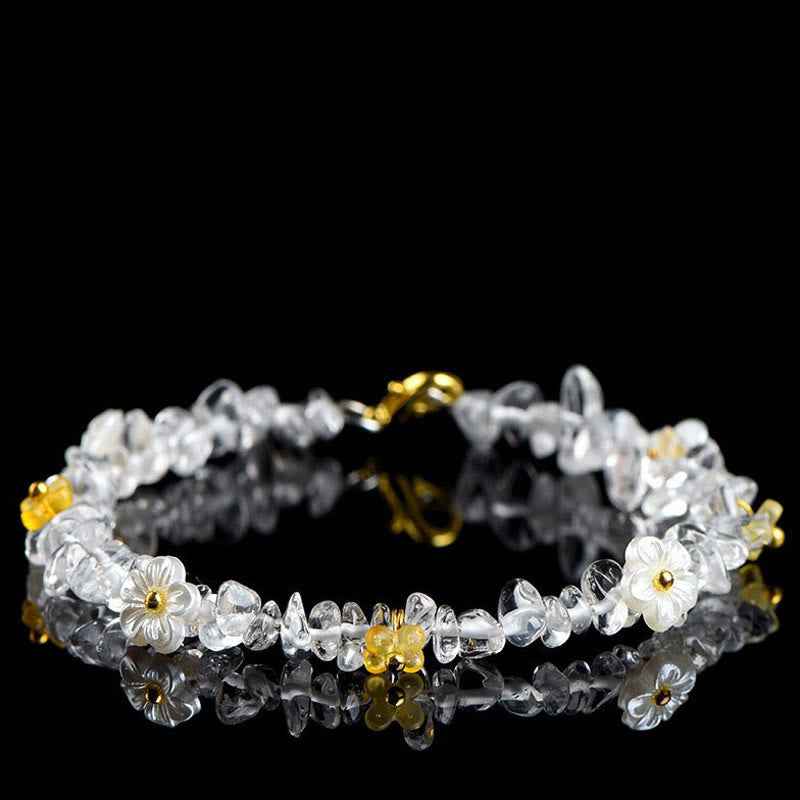 Fortune Jewel Natural Aquamarine Peridot Strawberry Quartz Various Crystals Serenity Bracelet