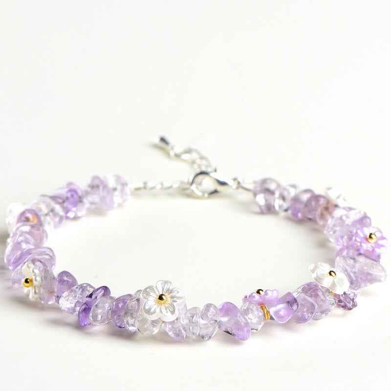Fortune Jewel Natural Aquamarine Peridot Strawberry Quartz Various Crystals Serenity Bracelet