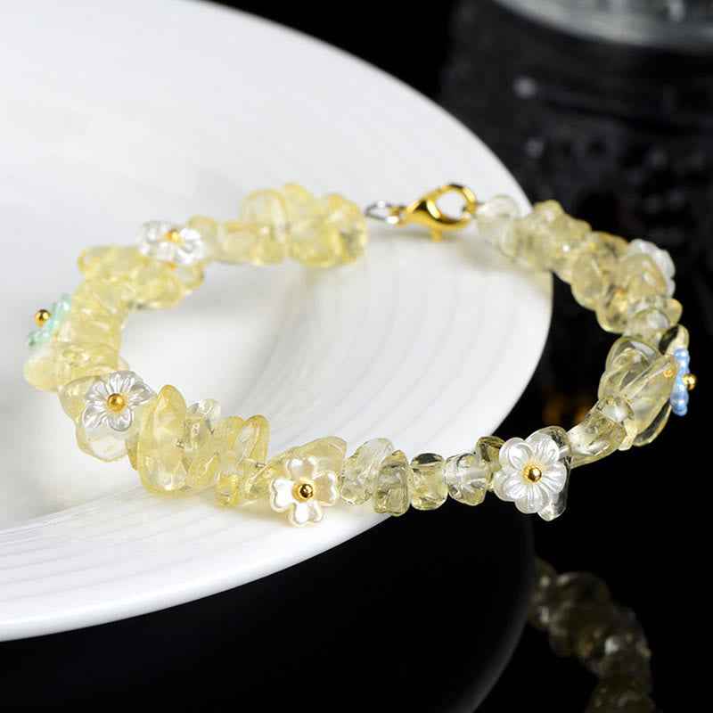 Fortune Jewel Natural Aquamarine Peridot Strawberry Quartz Various Crystals Serenity Bracelet