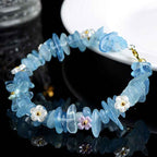 Fortune Jewel Natural Aquamarine Peridot Strawberry Quartz Various Crystals Serenity Bracelet