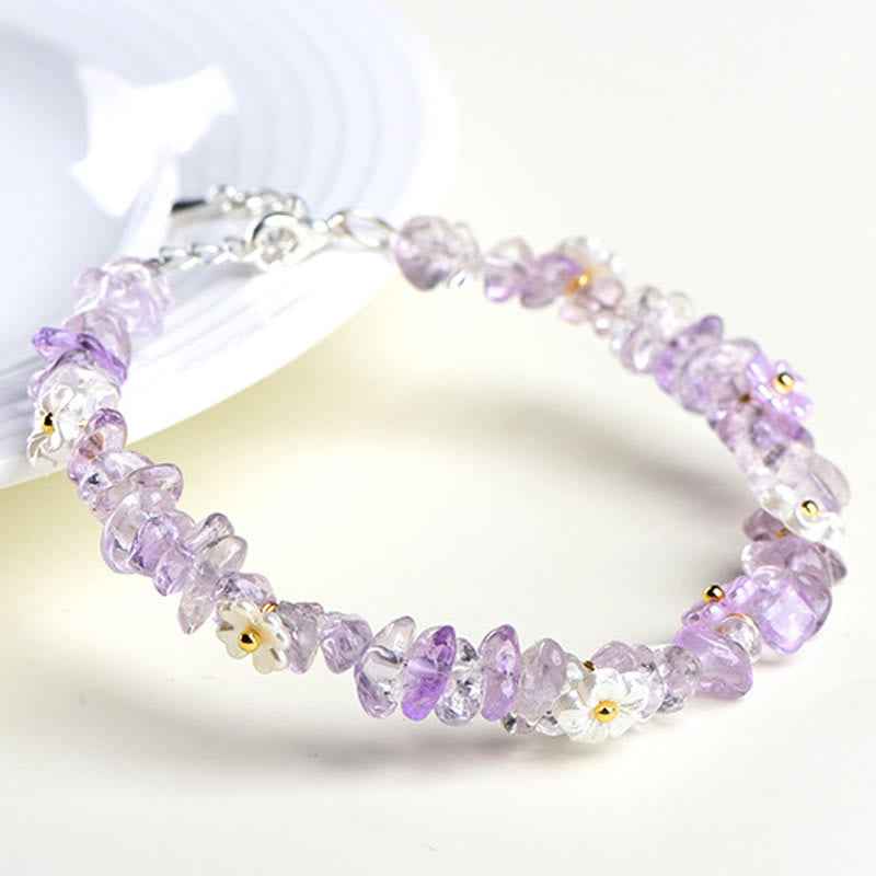 Fortune Jewel Natural Aquamarine Peridot Strawberry Quartz Various Crystals Serenity Bracelet