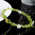 Fortune Jewel Natural Aquamarine Peridot Strawberry Quartz Various Crystals Serenity Bracelet