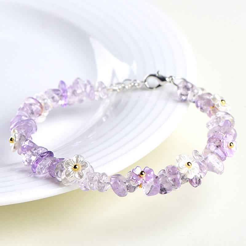 Fortune Jewel Natural Aquamarine Peridot Strawberry Quartz Various Crystals Serenity Bracelet