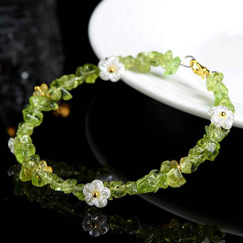 Fortune Jewel Natural Aquamarine Peridot Strawberry Quartz Various Crystals Serenity Bracelet